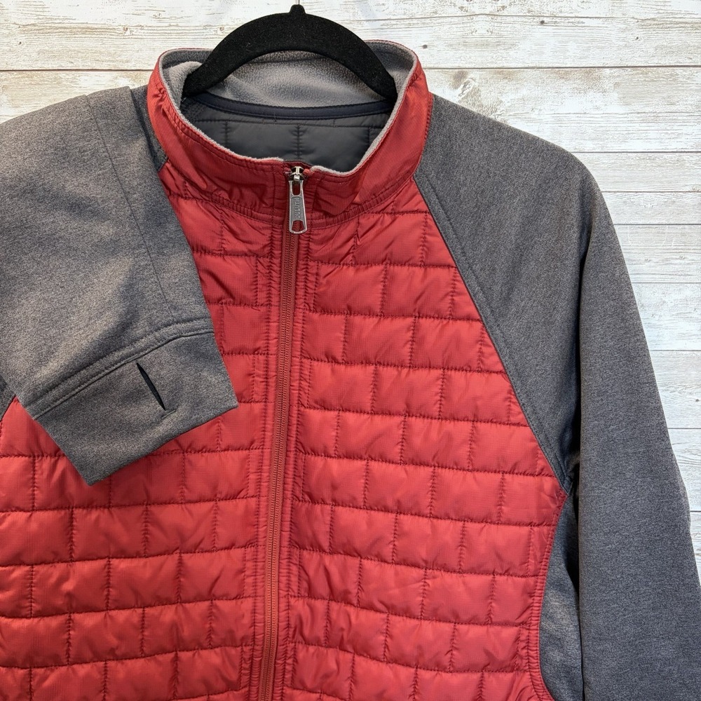 Duluth Trading Mens M Jacket Quilted Red Gray Full Zip Long Sleeve 3M Thinsulate